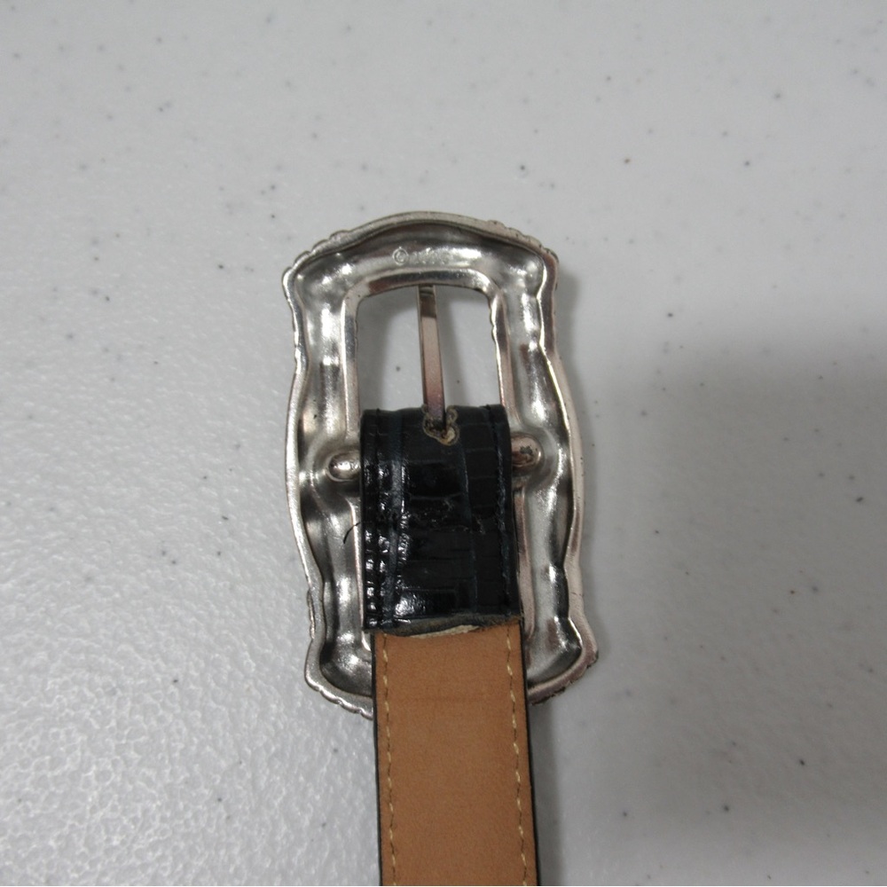 Vintage Brighton 1995 Blue Croc Embossed Leather Belt Size Medium - Picture 6 of 15
